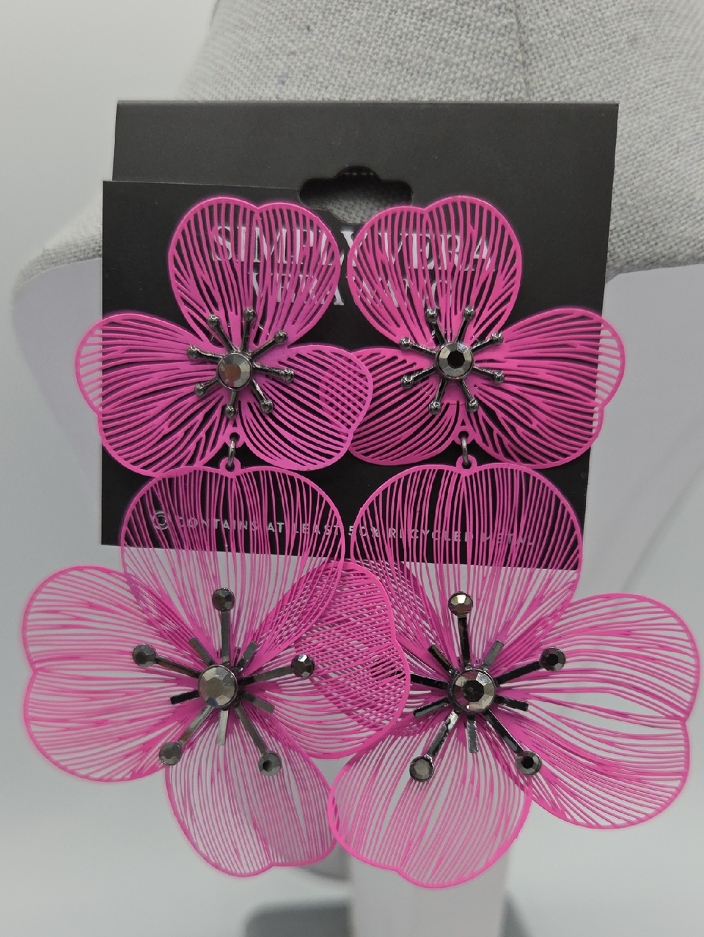 5 for $25! Simply Vera Magenta Floral Dangle Earrings